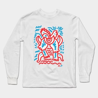 Red Blue Spirit of Life Graffiti Long Sleeve T-Shirt